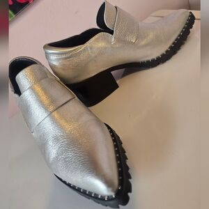 SOL SANA Silver Metallic Studded Ankle Bootie Boots Size EU36 US 5.5 6